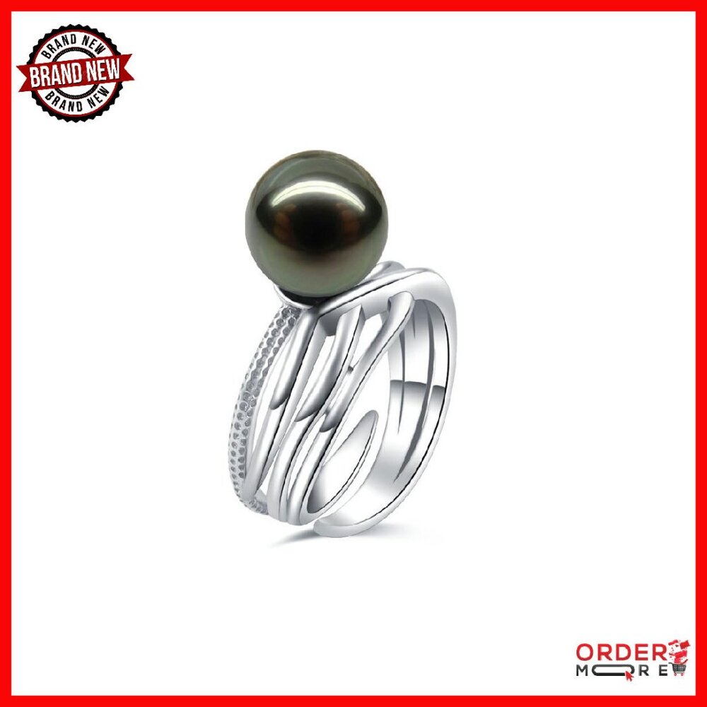 Sterling Silver Statement Ring With Tahitian Pear… - image 1